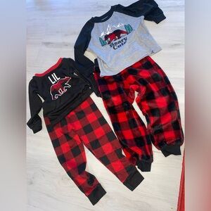 Dearfoams Kids Pajama Set - Black and Red Plaid